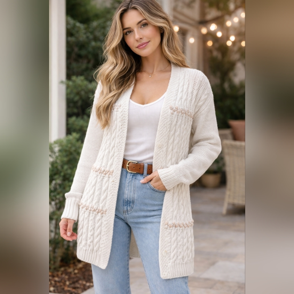 One-of-a-Kind Handmade "Heirloom" Cable Knit Cardigan